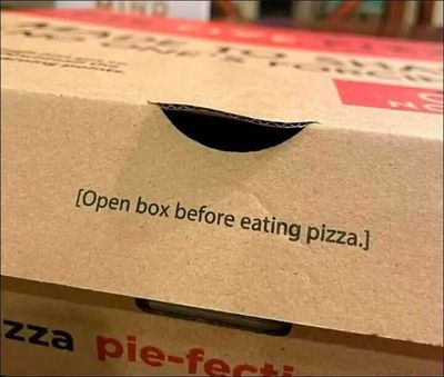 Open box before eating pizza